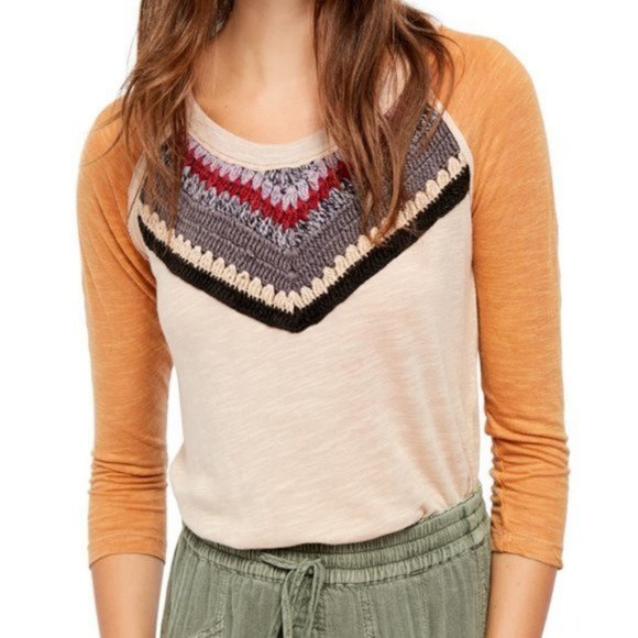 Free People Spring Bound Crochet Tee Small - Picture 2 of 14